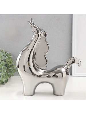 Фигурка керамика «Гордый конь», серебро, 7.5x26x31 см