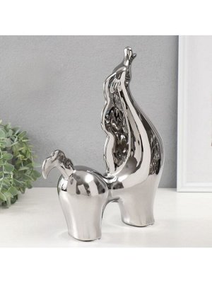 Фигурка керамика «Гордый конь», серебро, 7.5x26x31 см