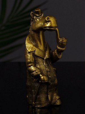 Фигурка гипс «Конь в пальто», 11x5 см, цвет золото