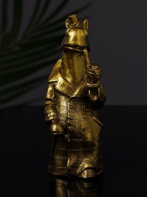 Фигурка гипс «Конь в пальто», 11x5 см, цвет золото