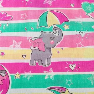 Постельное бельё бейби «Слон» цвет розовый, 145х112, 100х150, 40х60 см, бязь