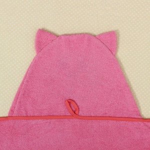 Полотенце-накидка махровое «Котик», размер 75?125 см, цвет розовый, хлопок, 300 г/м?