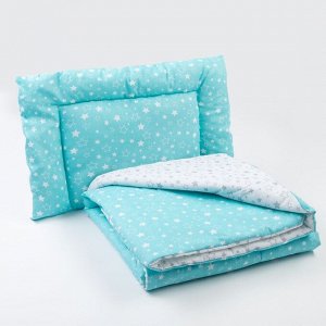Комплект в кроватку (одеяло, подушка), цвет серый/бирюзовый