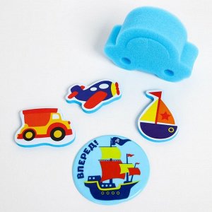 Набор для купания "Транспорт": мини-коврик + губка + игрушки из EVA
