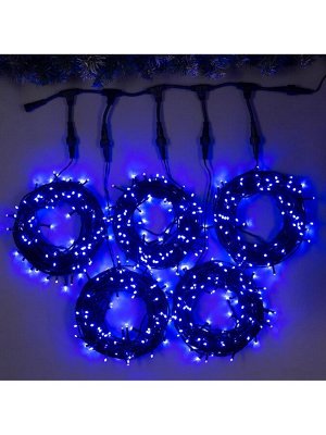 Гирлянда «Клип-лайт» 5 нитей по 20 м, IP44, УМС, тёмная нить, 665 LED, свечение синее, 24 В