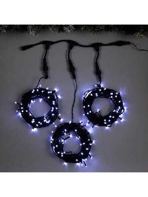 Гирлянда «Клип-лайт» 3 нити по 10 м, IP44, УМС, тёмная нить, 198 LED, свечение белое, 8 режимов, 24 В