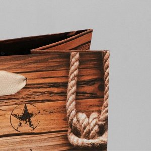 Пакет подарочный крафтовый, упаковка, «Подарок настоящему мужчине», 18 х 23 х 8 см
