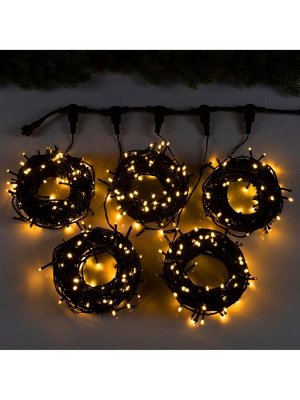Гирлянда «Клип-лайт» 5 нитей по 20 м, IP44, УМС, тёмная нить, 665 LED, свечение тёплое белое, мерцание всех светодиодов, 24 В