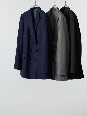UNIQLO - женский двубортный жакет с узким силуэтом - 09 BLACK