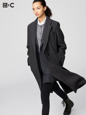 UNIQLO: C - элегантное пальто из тёплой ткани с добавлением шерсти - 08 DARKGRAY