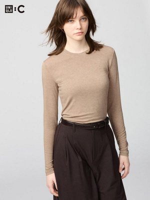 UNIQLO: C - теплый термо-лонгслив Heattech Extra Warm с кашемиром - 32 BEIGE