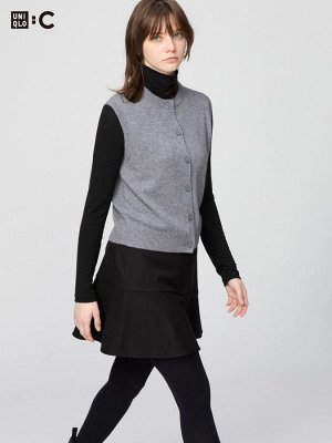 UNIQLO: C - кашемировый укороченный жилет с круглым вырезом - 03 GRAY