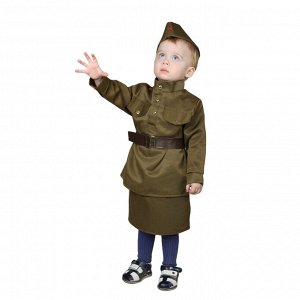 Страна карнавалия Карнавальный костюм «Солдаточка-малютка», пилотка, гимнастёрка, ремень, юбка, 2-3 года, рост 94-104 см