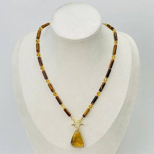 Колье из Тигрового глаза и Рутилового кварца (Волосатик)