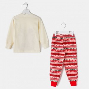 Пижама детская, цвет бежевый/красный, рост 86 см (52)