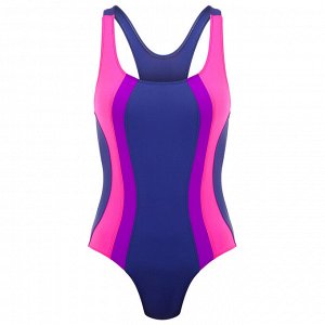 Купальник для плавания сплошной, графит/розовый/фиолетовый, размер 34