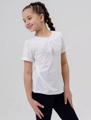 Блузка для девочки Галина, с коротким рукавом, цвет экрю