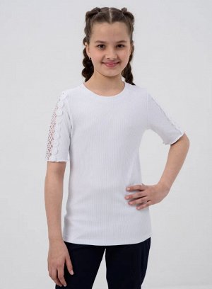 Блузка для девочки Кристи, с коротким рукавом, цвет белый