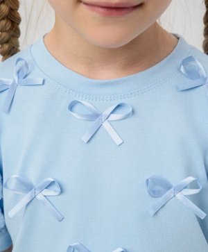 Мурлыка Блузка для девочки Лея, с коротким рукавом, цвет голубой