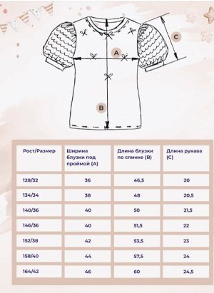 Мурлыка Блузка для девочки Лея, с коротким рукавом, цвет голубой