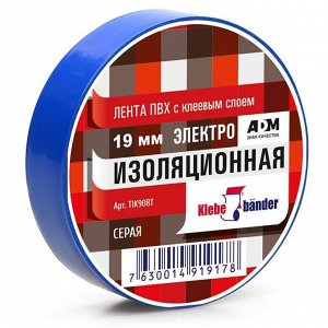 Лента клейкая изоляционная Klebebander, ПВХ, 19мм x 20м, синяя, 1 шт, арт. TIK905T