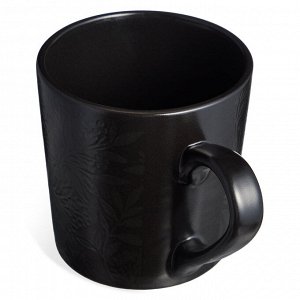Кружки керамические BRONCO Choice Black 400 мл с рельефным флоральным орнаментом