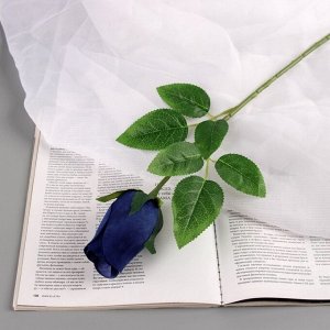 Цветы искусственные «Роза бутон бархат», h=43 см, бутон h=7 см, синие