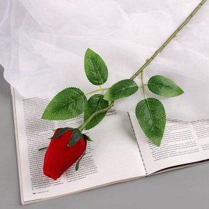 Цветы искусственные «Роза бутон бархат», h=43 см, бутон h=7 см, красные