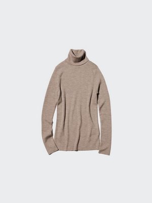 UNIQLO - свитер с высоким воротником в рубчик - 68 BLUE
