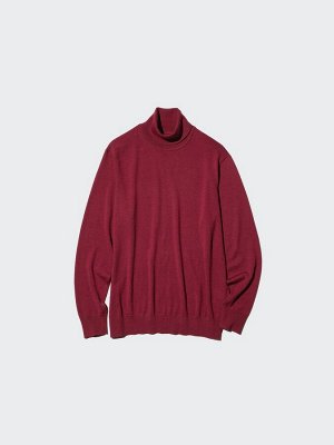 UNIQLO - тонкий свитер из шерсти мериноса с высоким воротником - 38 DARKBROWN