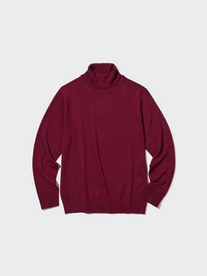 UNIQLO - тонкий свитер из шерсти мериноса с высоким воротником - 17 RED