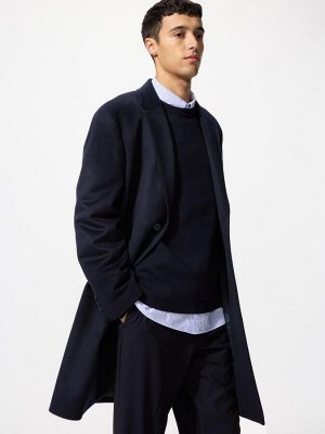 UNIQLO — шерстяное пальто-честер из смеси шерсти и кашемира с прямым силуэтом - 69 NAVY