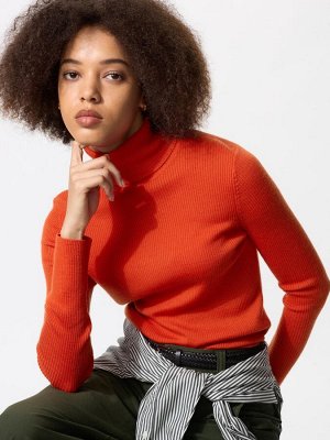 UNIQLO - свитер с высоким воротником в рубчик - 26 ORANGE