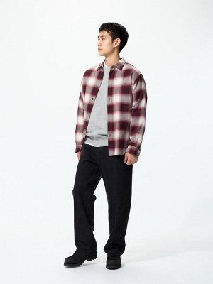 UNIQLO - классическая фланелевая рубашка в клетку - 01 OFFWHITE
