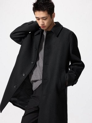 UNIQLO — однобортное пальто из шерстяного микса с прямым силуэтом - 09 BLACK