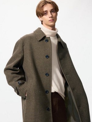 UNIQLO — однобортное пальто из шерстяного твила с прямым силуэтом - 34 BROWN