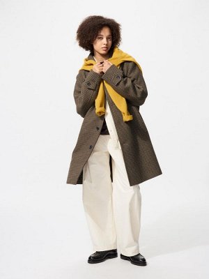 UNIQLO — однобортное пальто из шерстяного твила с прямым силуэтом - 34 BROWN