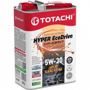 Масло моторное Totachi Hyper Ecodrive Advanced 5w30, синтетическое, API SP, ILSAC GF-6A, для бензинового двигателя, 4л, фонарик в подарок, арт. E0304A