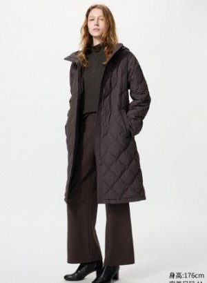 Женское стеганое пальто PUFFTECH Air Cotton с капюшоном на молнии, пояс на кулиске, 479209, черный