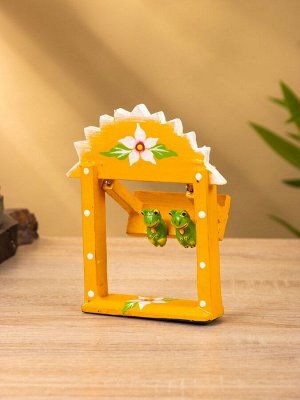 Сувенир «Лягушата на качелях», 10x3.5x15 см, дерево, оранжевый