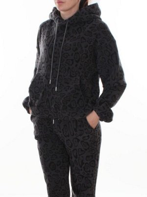 003 DK. GRAY/LEOPARD Костюм спортивный зимний женский (95% хлопок, 5% полиэстер)