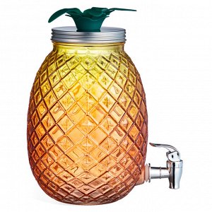 Стеклянный диспенсер для напитков Pineapple, 4 л, 18×25,5 см, с металлическим краном