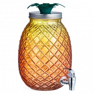 Стеклянный диспенсер для напитков Pineapple, 4 л, 18×25,5 см, с металлическим краном