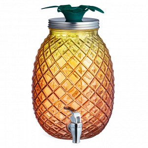 Стеклянный диспенсер для напитков Pineapple, 4 л, 18×25,5 см, с металлическим краном