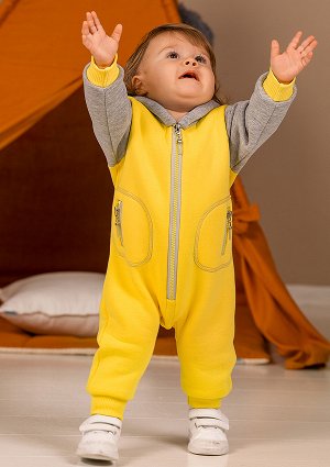 Лапушка Комбинезон детский с начесом капюшон цвет Желтый