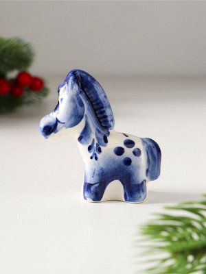 Фигурка фарфор «Конь Глазастик», 6x6x2 см, гжель