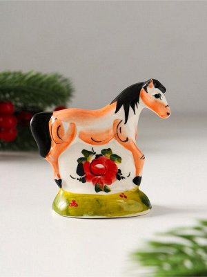 Фигурка фарфор «Лошадь Зорька», 7x7x3.5 см, гжель, цветная, МИКС