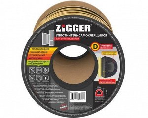 Уплотнитель для окон и дверей ZIGGER пром. D профиль черный 12х10мм, 50м (в катушке 25м двойного)6шт