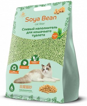 Соевый наполнитель для кошачьего туалета "ЗооДом "Soya Bean", 6 л/2,5 кг, без запаха (1/6)