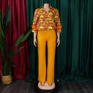 Женский костюм (блуза с принтом+брюки) PLUS SIZE
